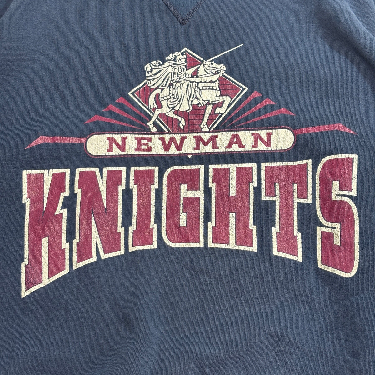 【90s Russell Athletic NEWMAN KNIGHTS スウェット】USA製 XL ラッセルアスレチック カレッジ ネイビー 古着/9-8
