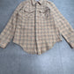 【70s 〜80s FRUIT OF THE LOOM ウールチェックシャツ】ポーランド製 75% WOOL ベージュ L 古着/8-70