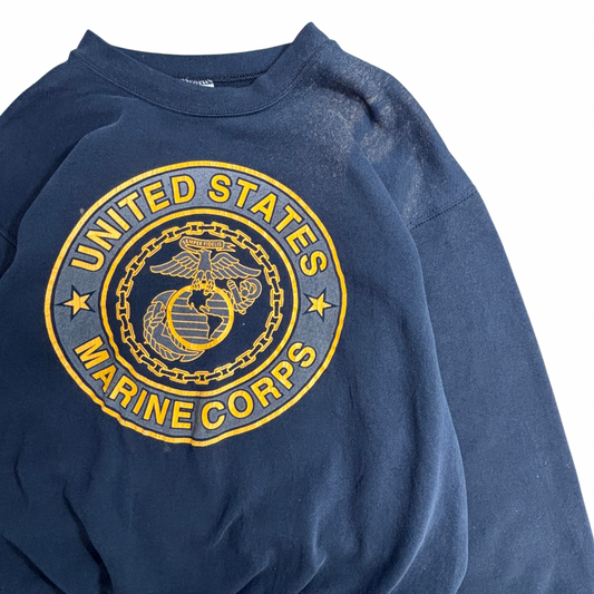 90s USA製 USMC UNITED STATES MARINE CORPS ミリタリープリントスウェット L ヴィンテージ/3-6