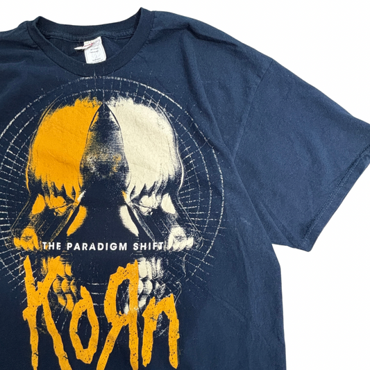 Korn バンドTシャツ THE PARADIGM SHIFT XL ネイビー バンT ロックT 半袖Tシャツ/3-21