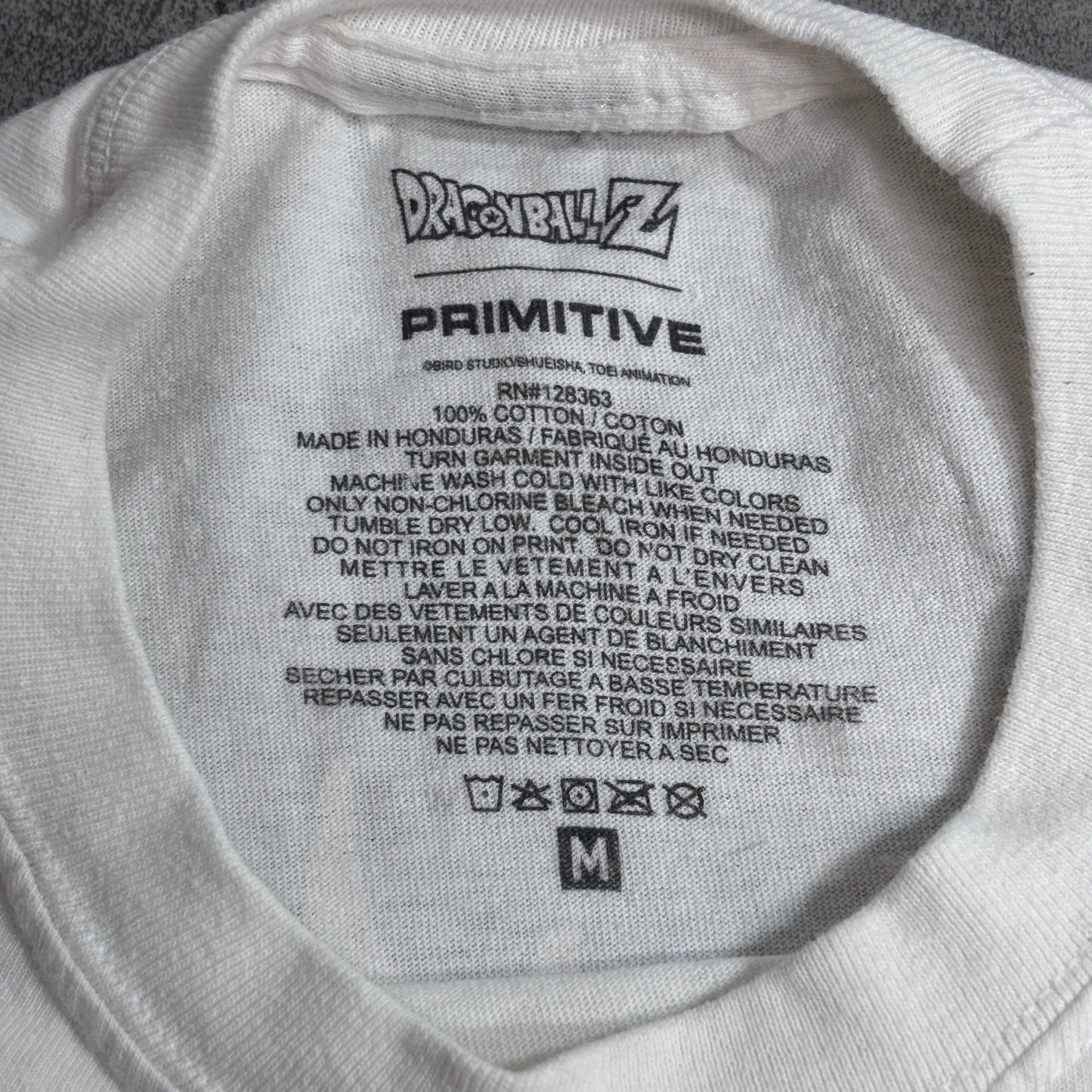 【DRAGON BALL Z × Primitive 魔人ブウ バックプリントTシャツ】ホワイト Mサイズ ドラゴンボールZ コラボT 古着/7-101