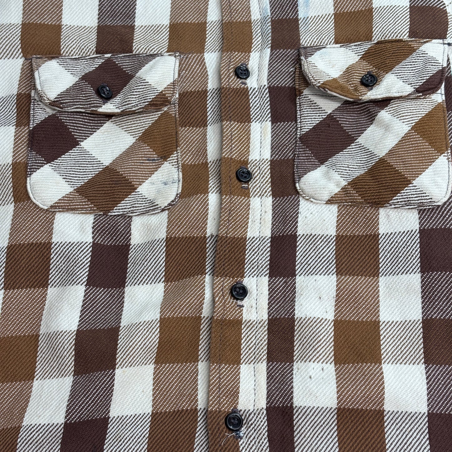 【FIVE BROTHER ヘビーフランネルシャツ】ファイブブラザー USA製 ブラウンチェック ネルシャツ 古着/8-11