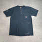 【HARLEY-DAVIDSON ヘンリーネック ポケットTシャツ】ブラック フェード ブリーチ USAファブリック M/8-45