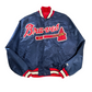 90s USA製 STARTER “MLB DIAMOND COLLECTION” ATLANTA BRAVES サテン スタジャン L ネイビー×レッド ビッグロゴ