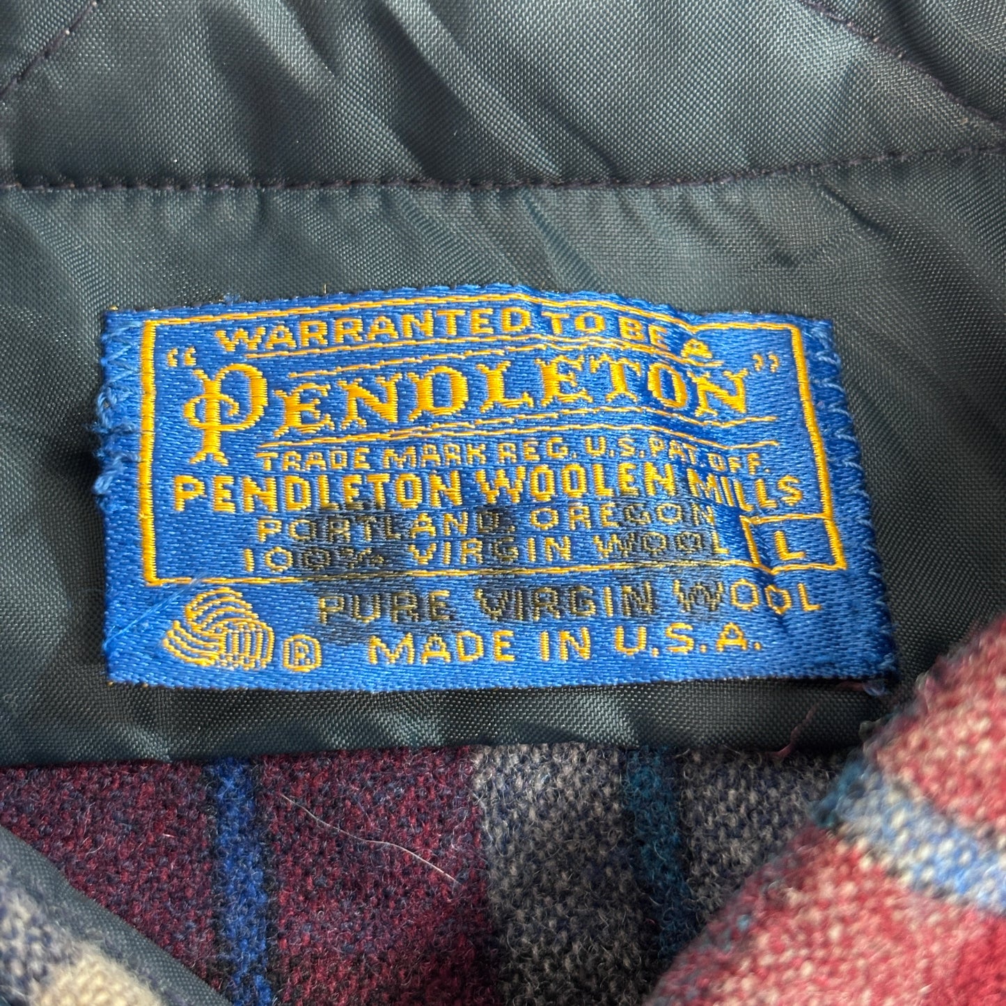 【Pendleton チェック柄 ウールシャツジャケット】ペンドルトン USA製 100%ヴァージンウール キルティングライナー付き 古着/8-10