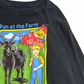 【STEVEN RHODES “Fun at the Farm” ロングスリーブTシャツ ブラック】スティーブンローズ 長袖 プリントT 古着/4-52