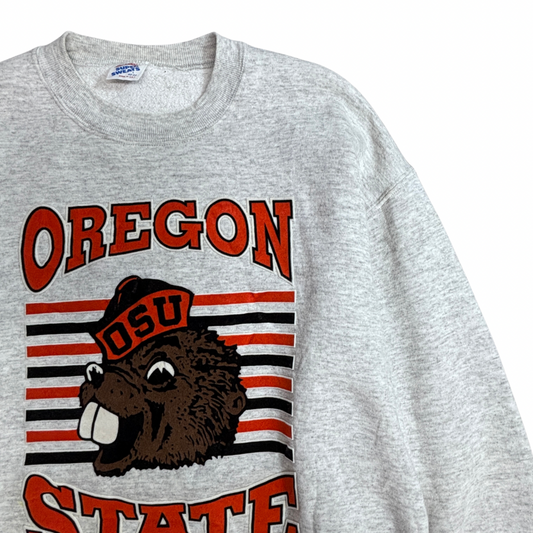 90s USA製 JERZEES OREGON STATE OSU ビーバー プリントスウェット L ヴィンテージ/3-5