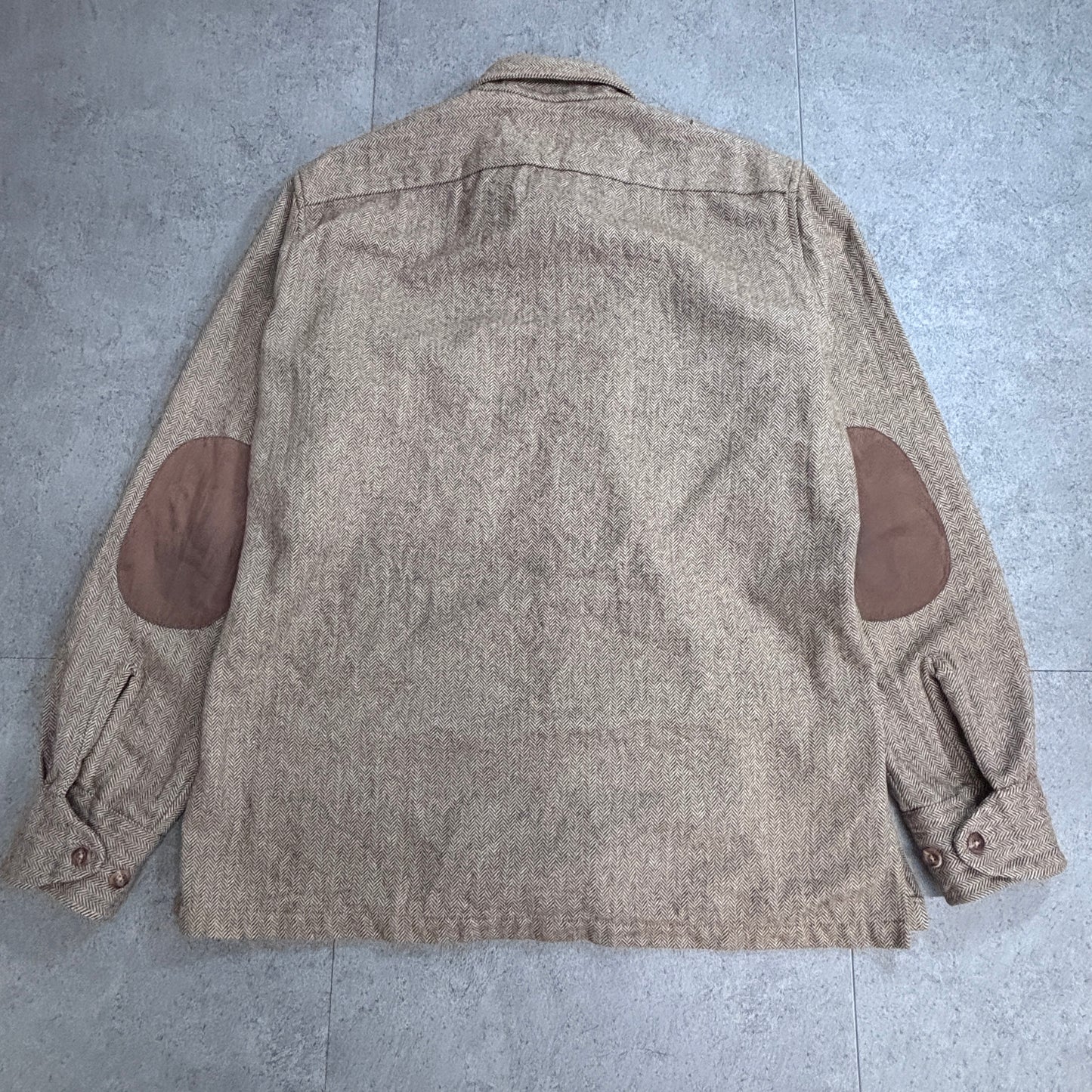 【JUDD INC. ヘリンボーン ウールシャツ】Imported Fabric エルボーパッチ ブラウン L/8-73