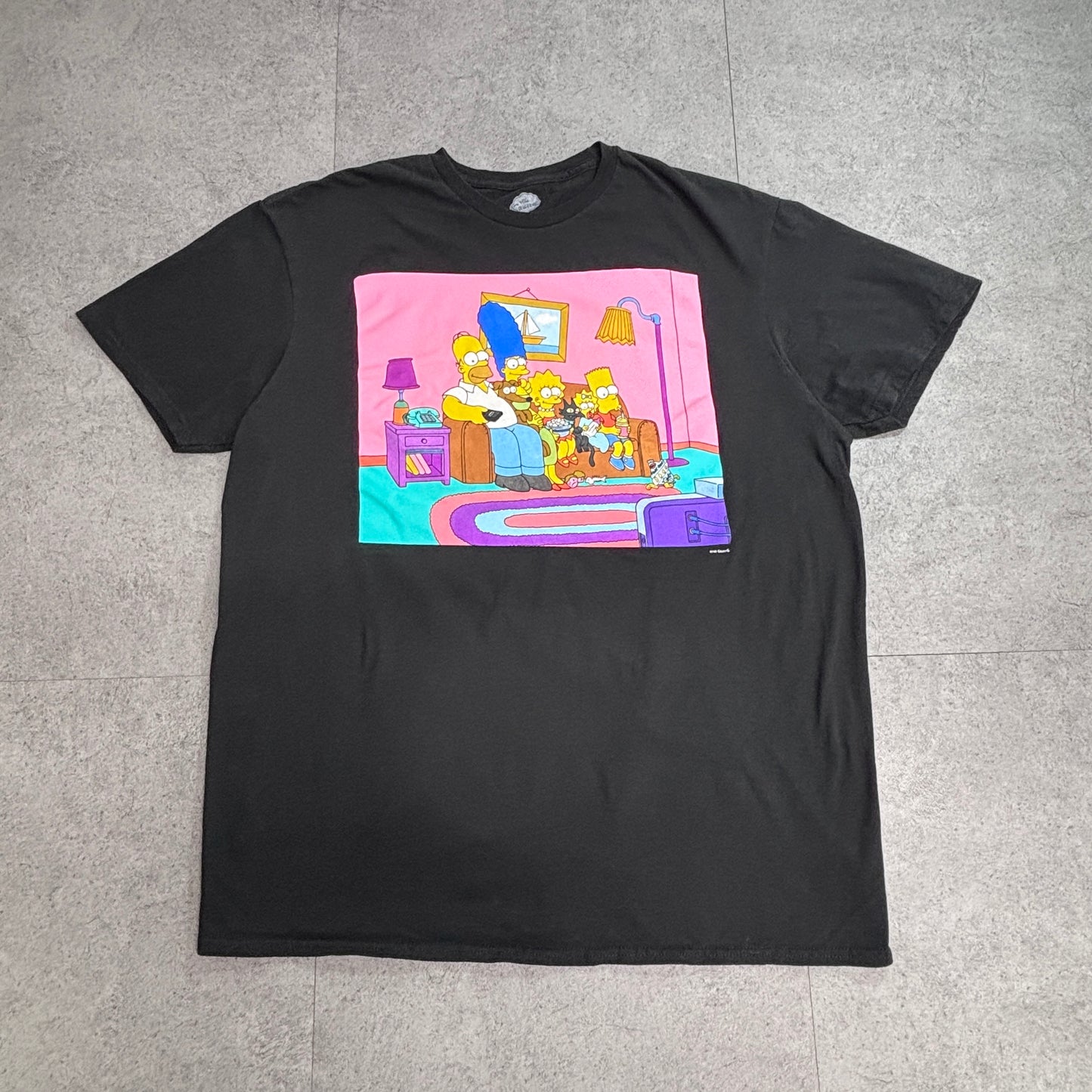 【The Simpsons ファミリーフォトプリントTシャツ】2014年 ブラック XLサイズ マット・グレイニング オフィシャル 古着/7-103