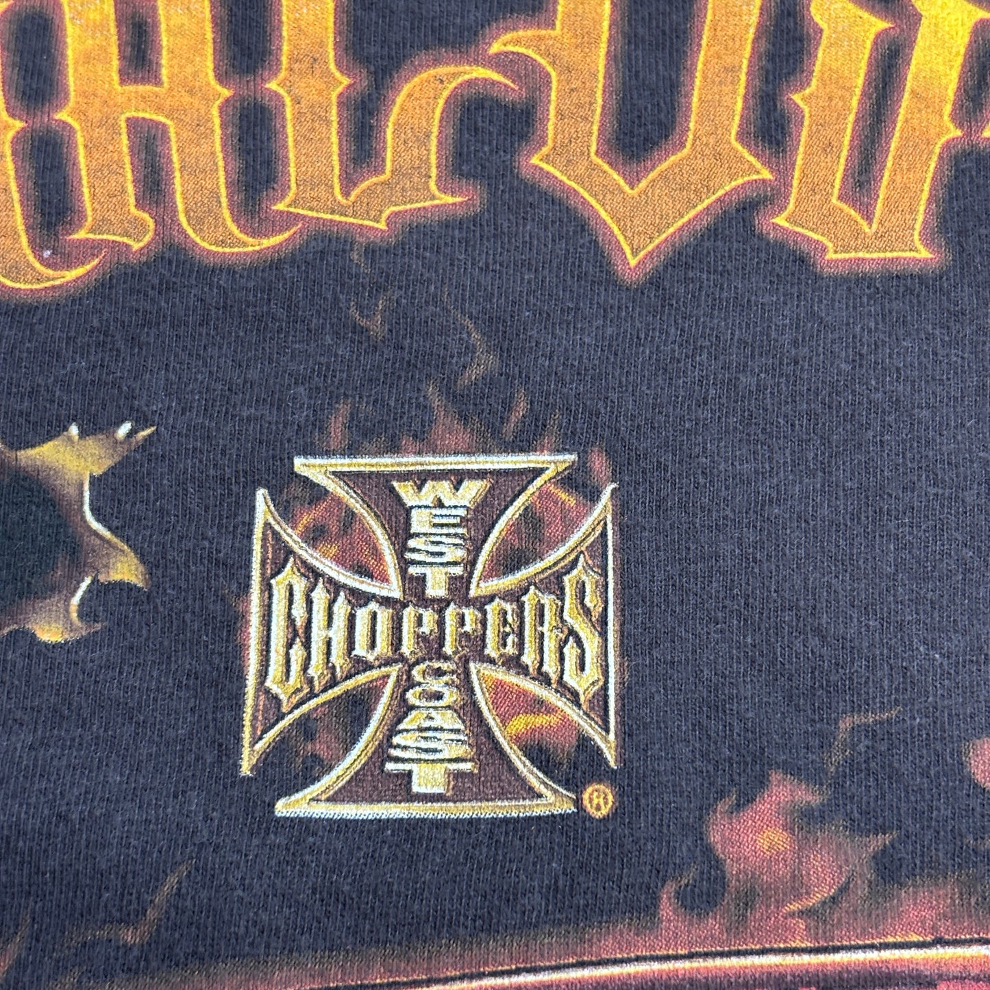 【West Coast Choppers ORIGINAL OUTLAW 両面プリントTシャツ】ウエストコーストチョッパーズ / バイカーT / チョッパー / XXX-LARGE/7-75