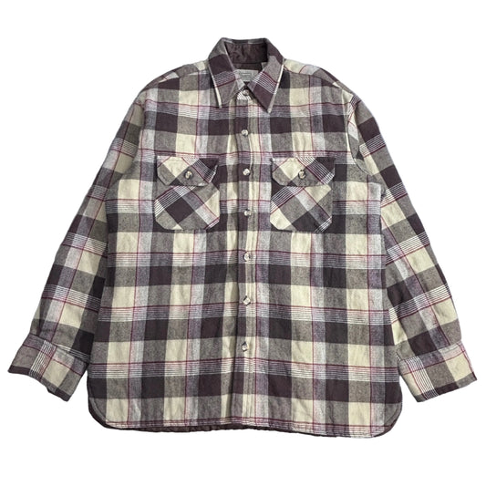 Sears キルティングライナー付き チェックシャツジャケット / ブラウン系 / Mサイズ（15-15½） / MADE IN TAIWAN R.O.C.1-17