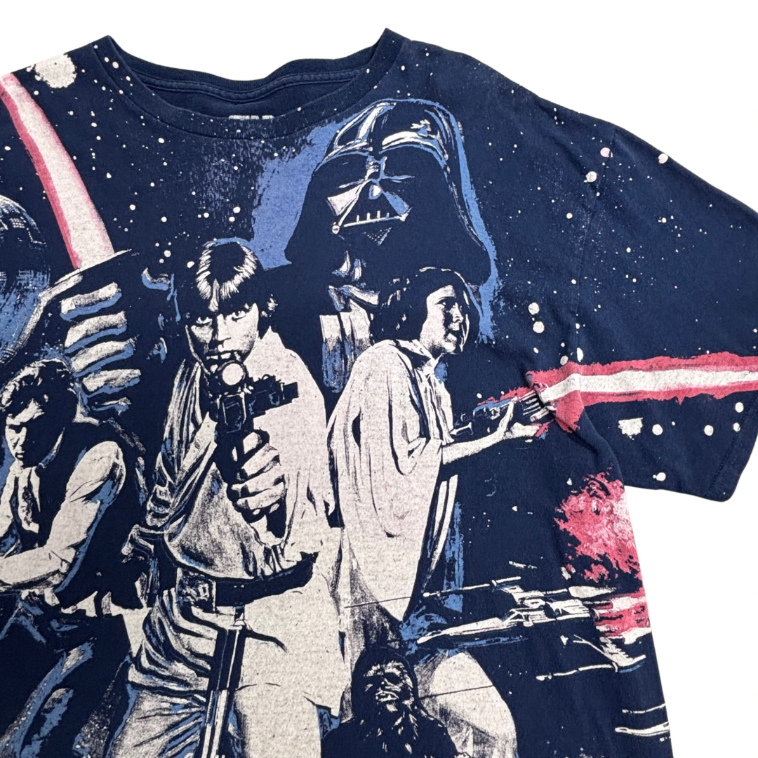 STAR WARS オールオーバープリント キャラクターTシャツ XL ネイビー/7-44