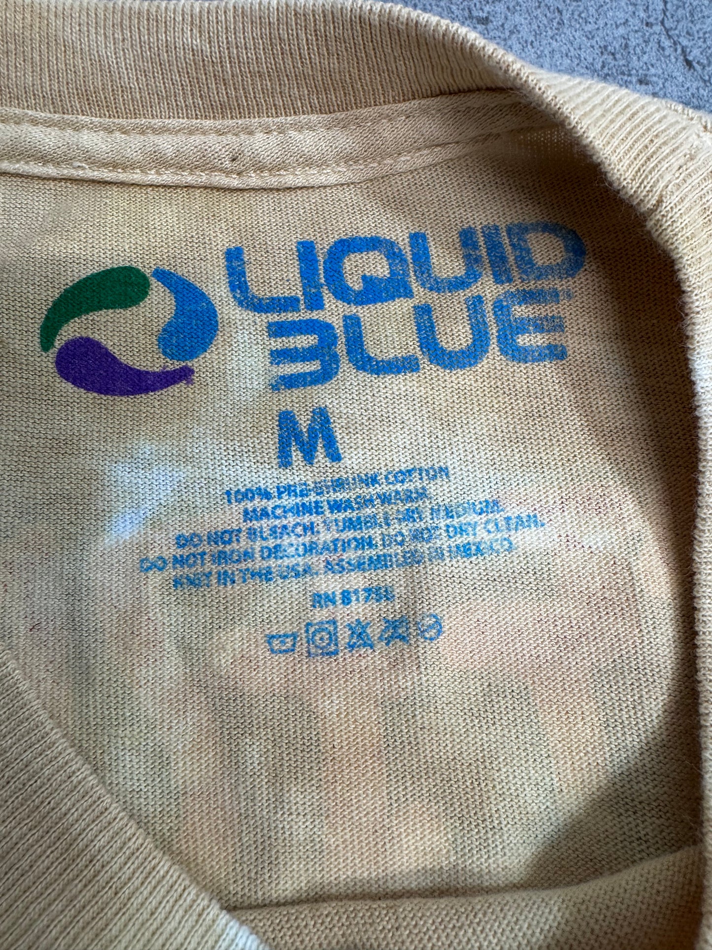 【Grateful Dead LIQUID BLUE JAM BAKE タイダイTシャツ】両面プリント ベージュ×ターコイズ Mサイズ/8-66