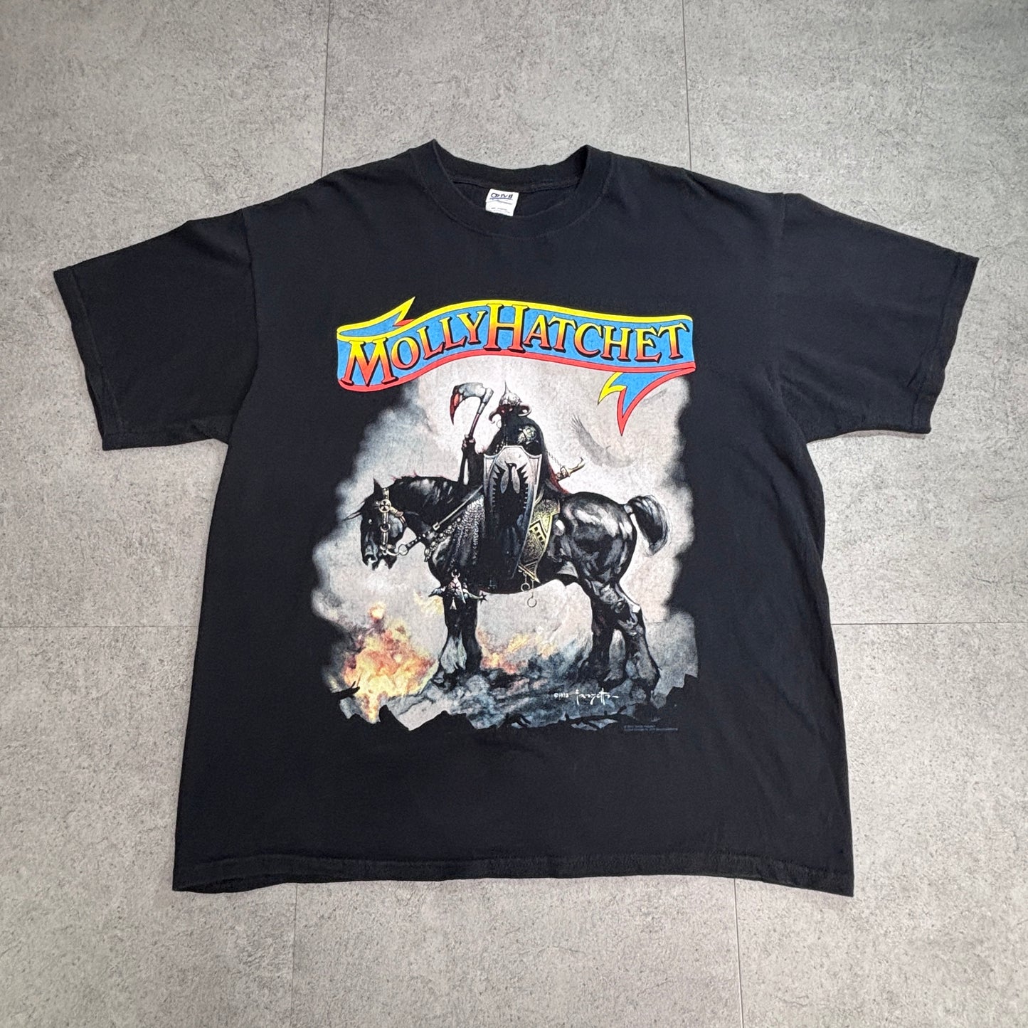 【Molly Hatchet 2001 プリントTシャツ】モリー・ハチェット サザンロック バンドT Anvil XL ブラック 古着/8-51