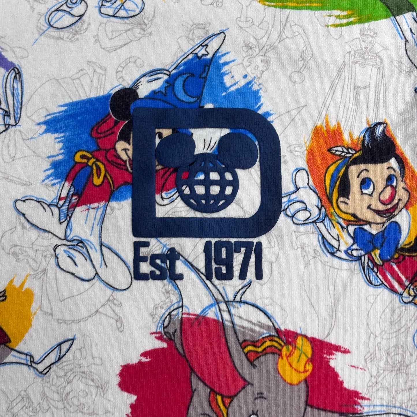 Disney Spirit Jersey ウォルトディズニーワールド 総柄 ロングスリーブTシャツ M USA製 ホワイト/4-36