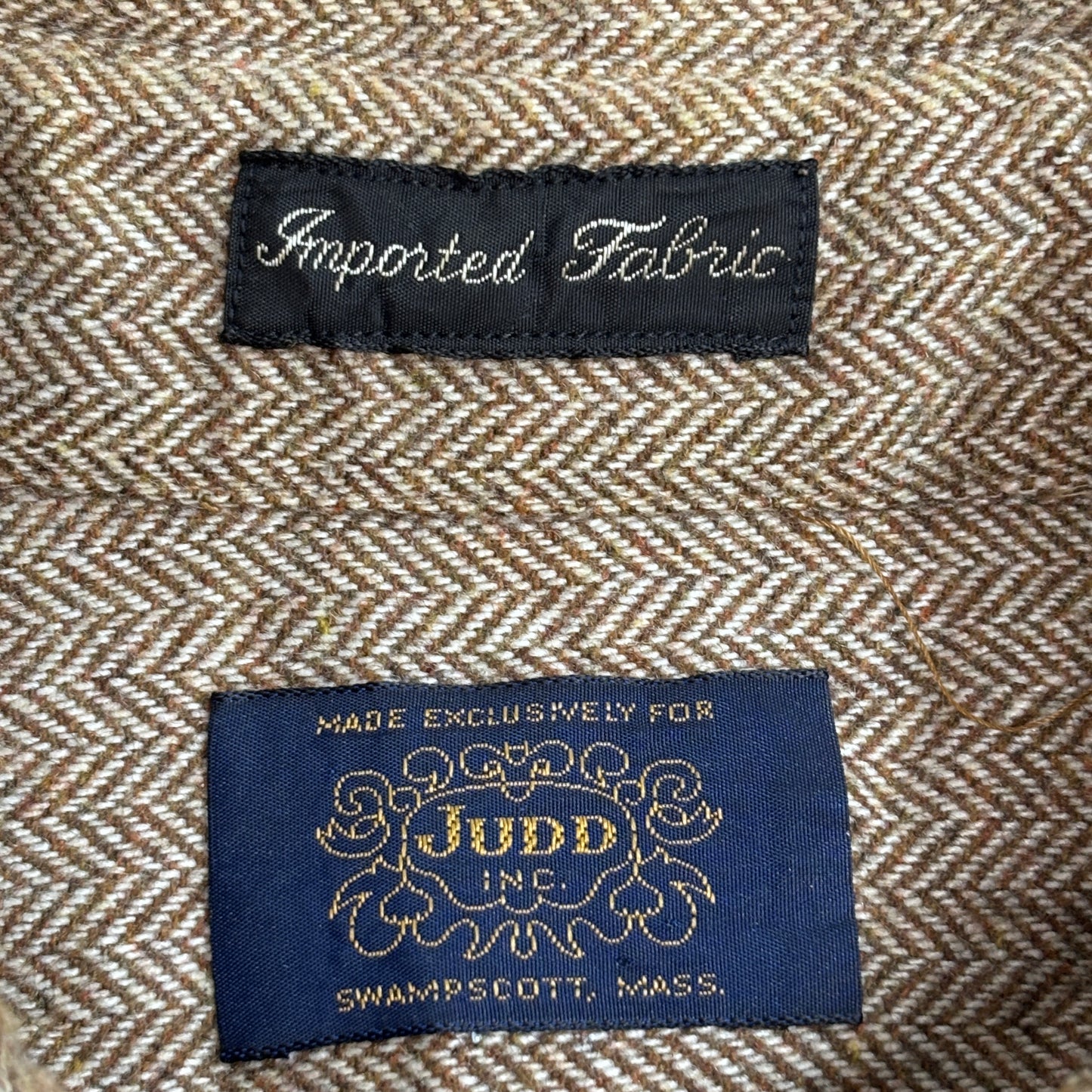 【JUDD INC. ヘリンボーン ウールシャツ】Imported Fabric エルボーパッチ ブラウン L/8-73