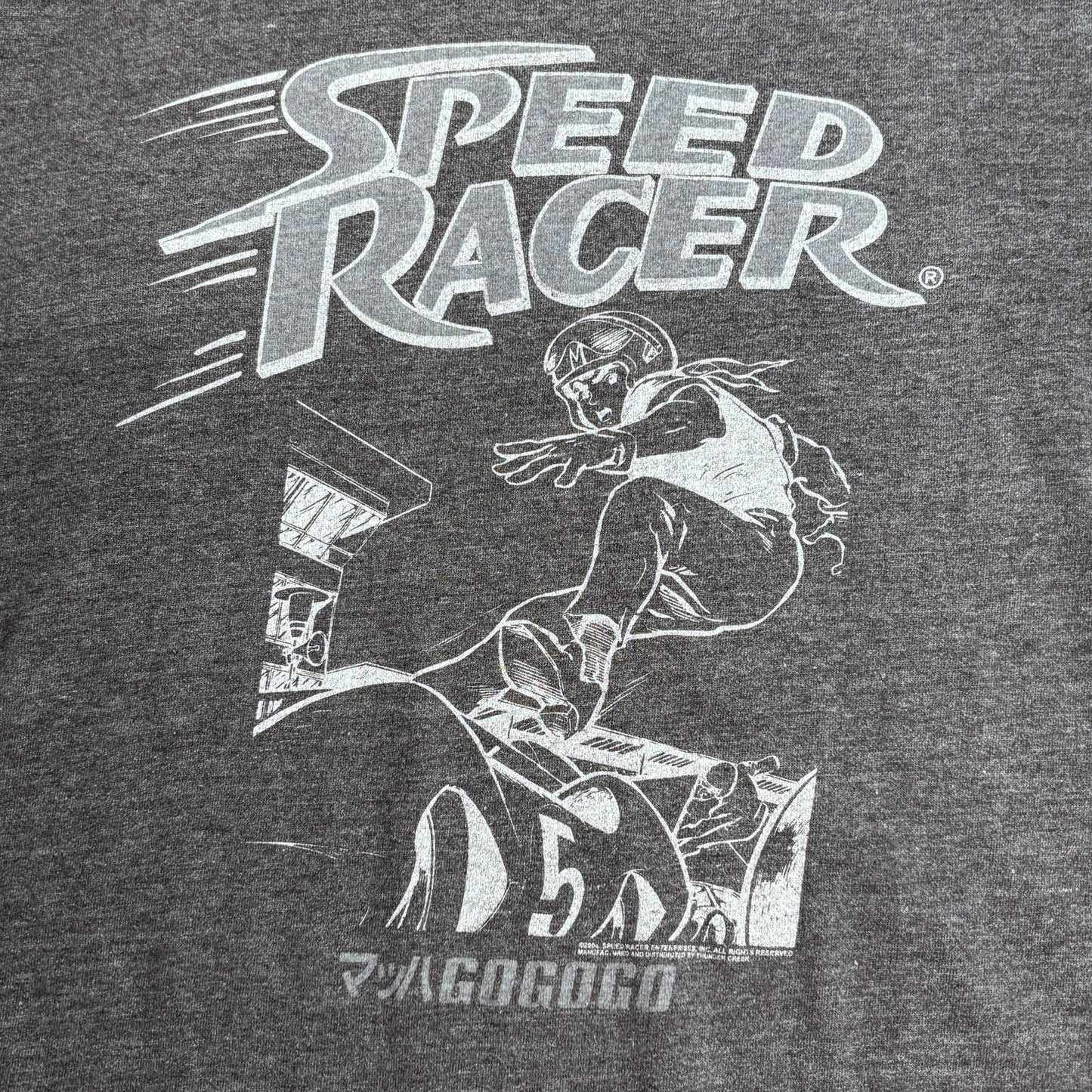 【SPEED RACER（スピードレーサー／マッハGoGoGo）リンガーTシャツ】レーシング プリントTシャツ チャコールグレー/7-33