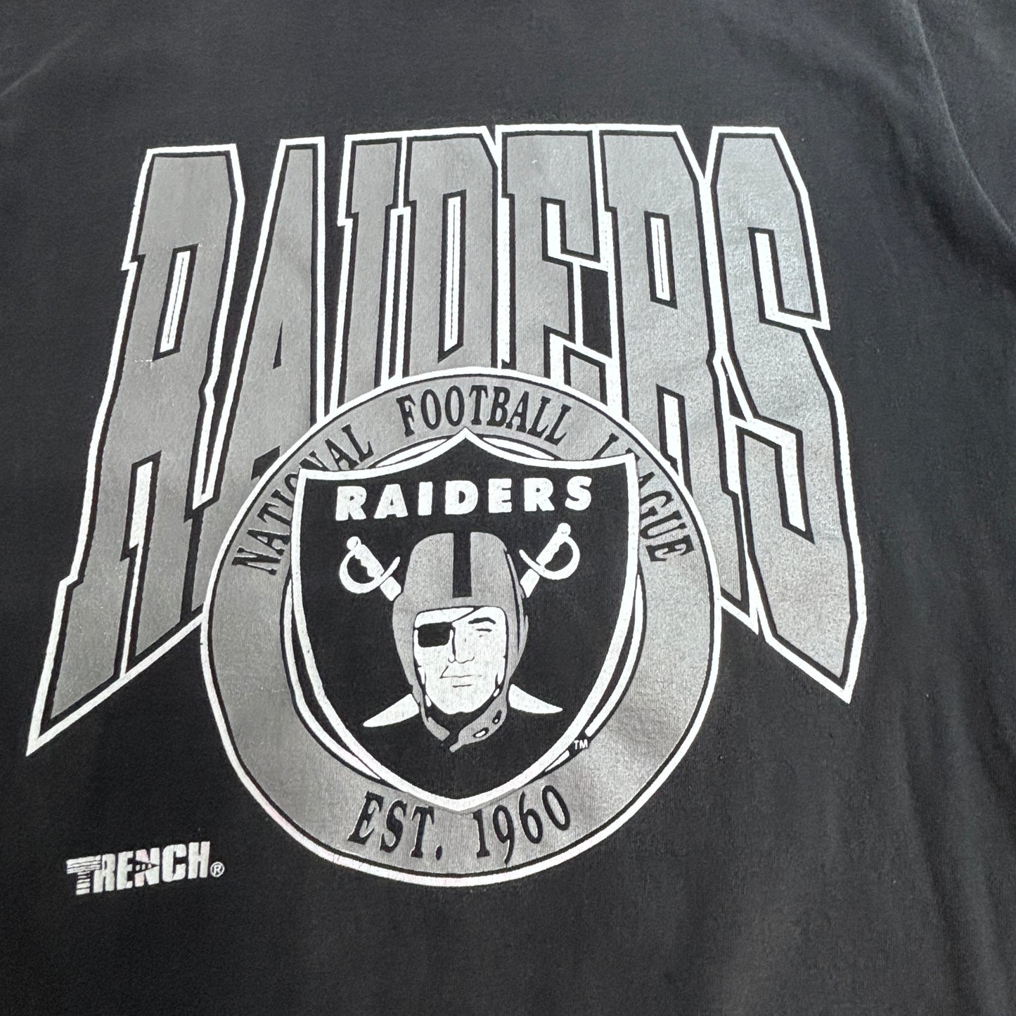 90s USA製 RAIDERS レイダース NFL ビッグロゴ Tシャツ ブラック L FRENCH ULTRA/7-55