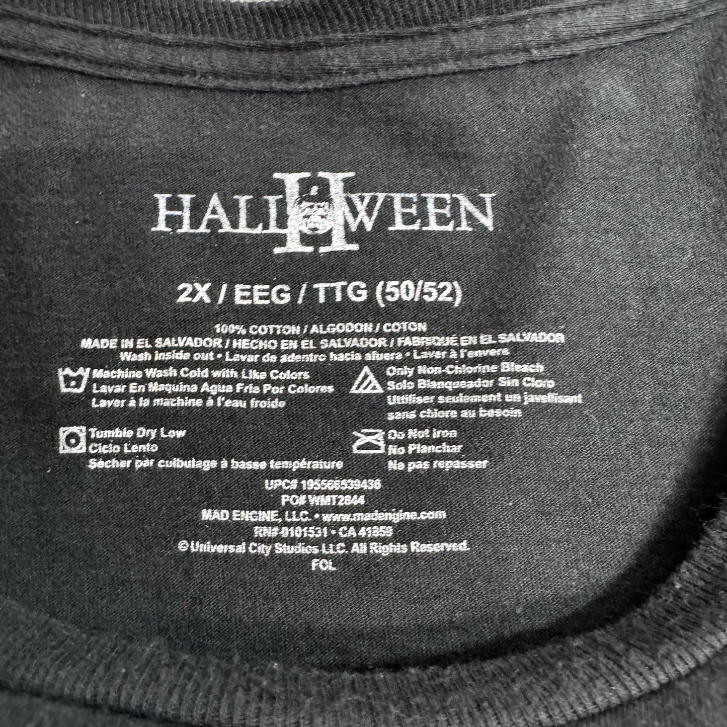 HALLOWEEN II マイケル・マイヤーズ 映画Tシャツ ブラック 2XL オフィシャル ホラー ムービーT/7-54
