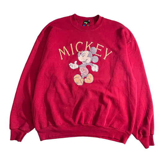Mickey Unlimited / ミッキーマウス スウェット / MADE IN USA / Velva Sheen / 赤 レッド / クルーネック / XL/2-55