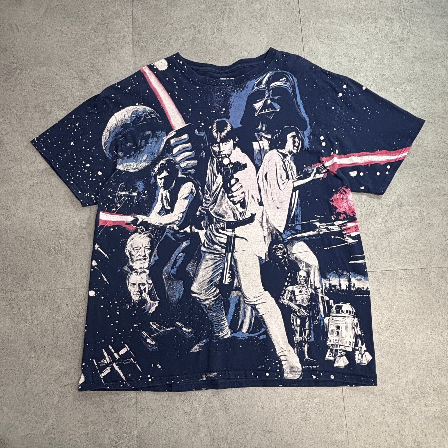 STAR WARS オールオーバープリント キャラクターTシャツ XL ネイビー/7-44