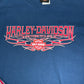 90s Harley-Davidson ロングスリーブTシャツ 3XL NYC スカル×ファイヤーパターン 青 ブルー