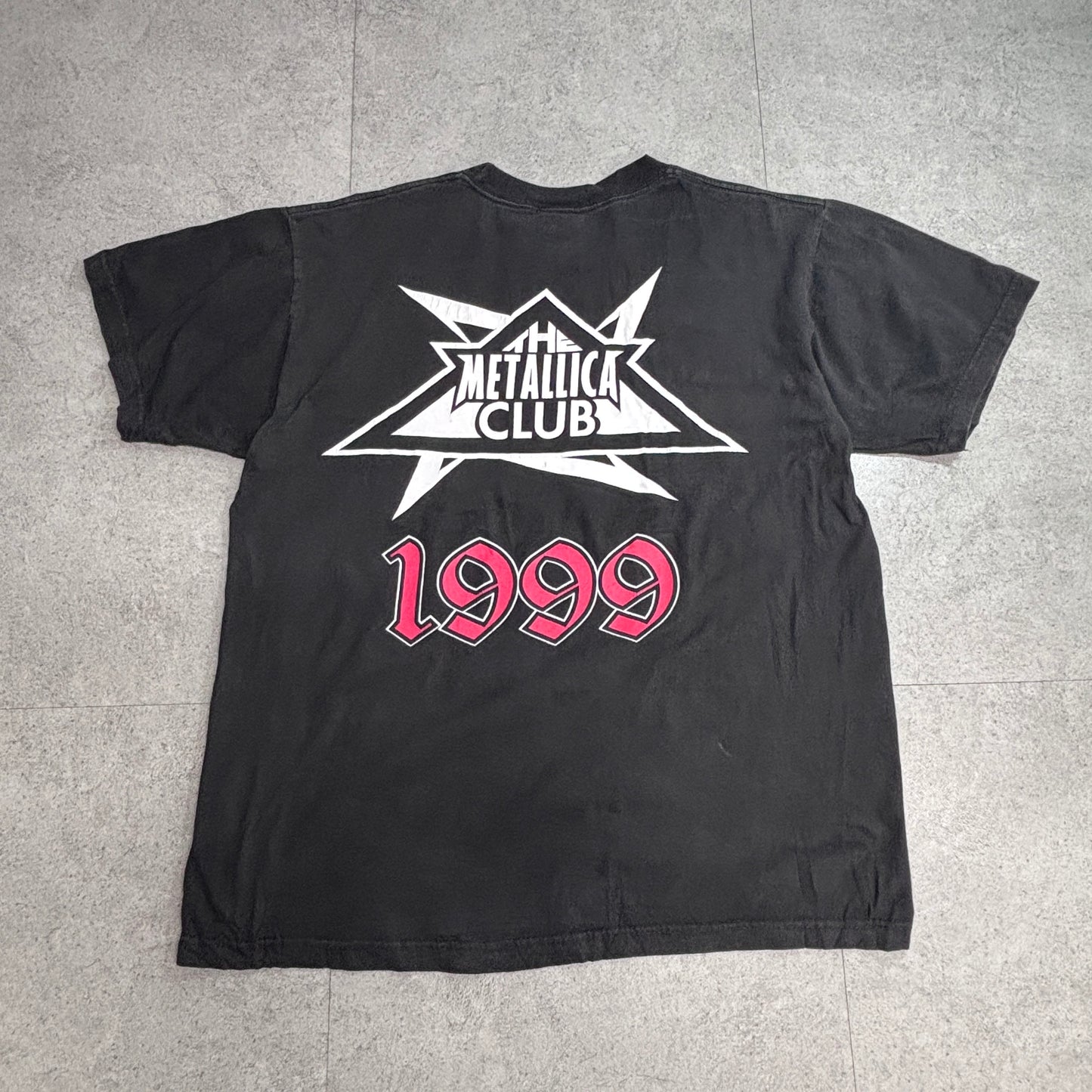 【Metallica MetClub 1999 “metälhead Living to Win” 両面プリントTシャツ】giantボディ ファンクラブ限定 90s ブラック バンドT 古着/8-13