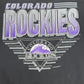 【90s COLORADO ROCKIES MLB スウェット】コロラド・ロッキーズ 1992 コピーライト LOGO 7 ブラック XL USA古着/9-6