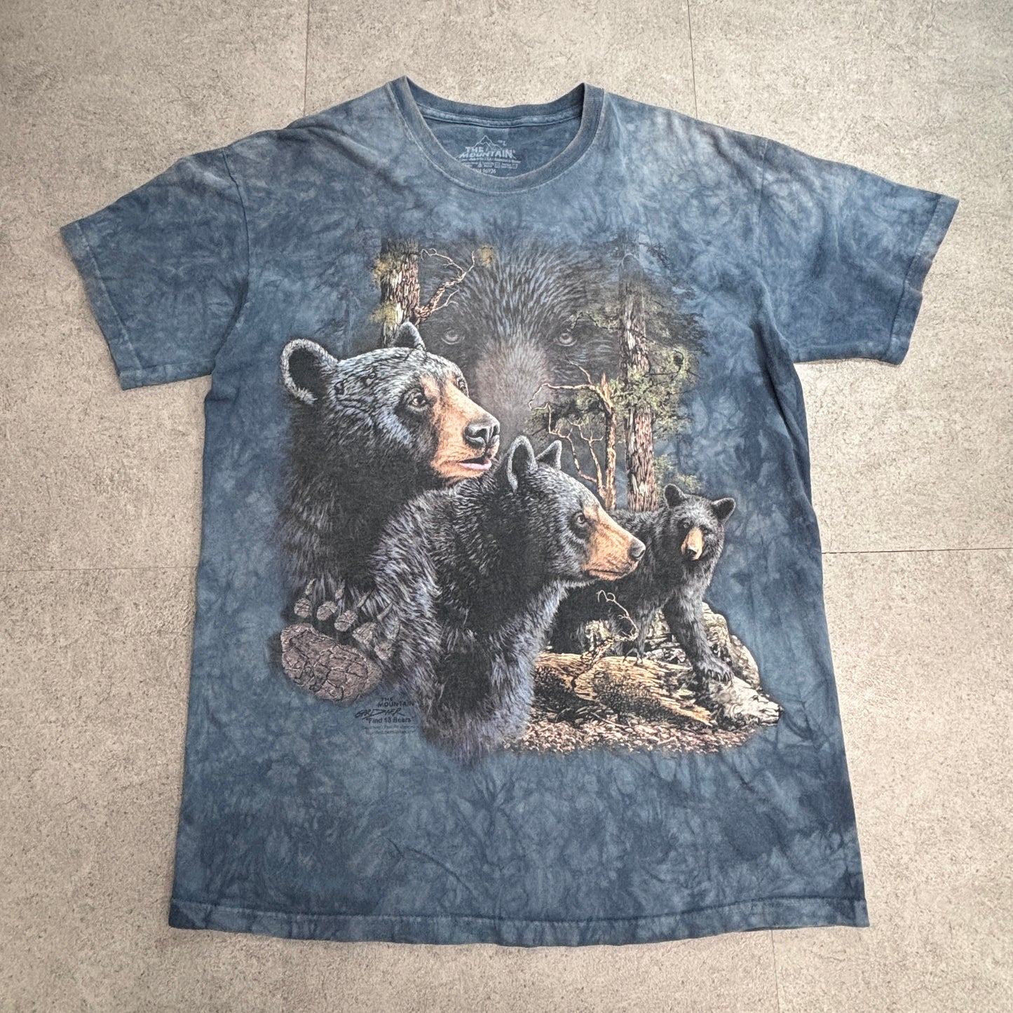 【THE MOUNTAIN “Find 13 Bears” ブラックベア アニマルプリント タイダイTシャツ】サイズL/8-77