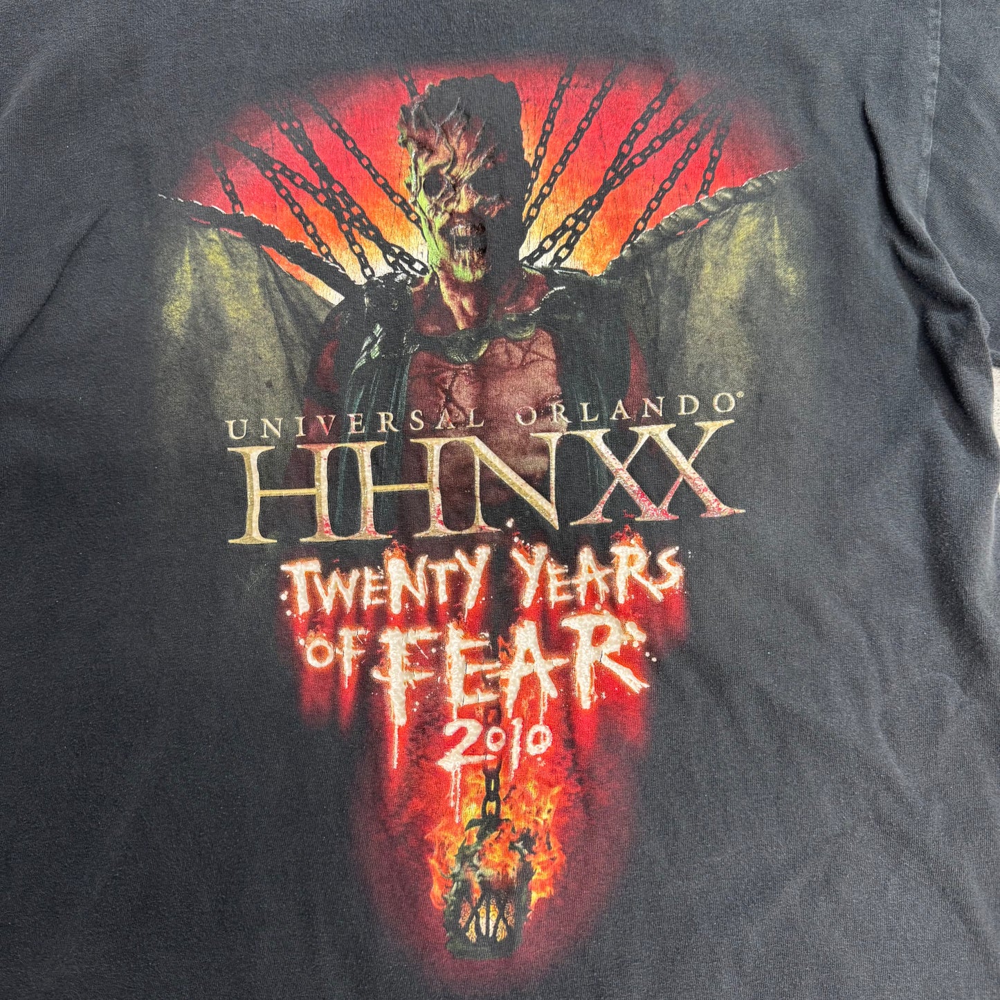 ユニバーサル・オーランド HHN XX Twenty Years of Fear 2010 ホラーTシャツ ブラック L相当/7-56