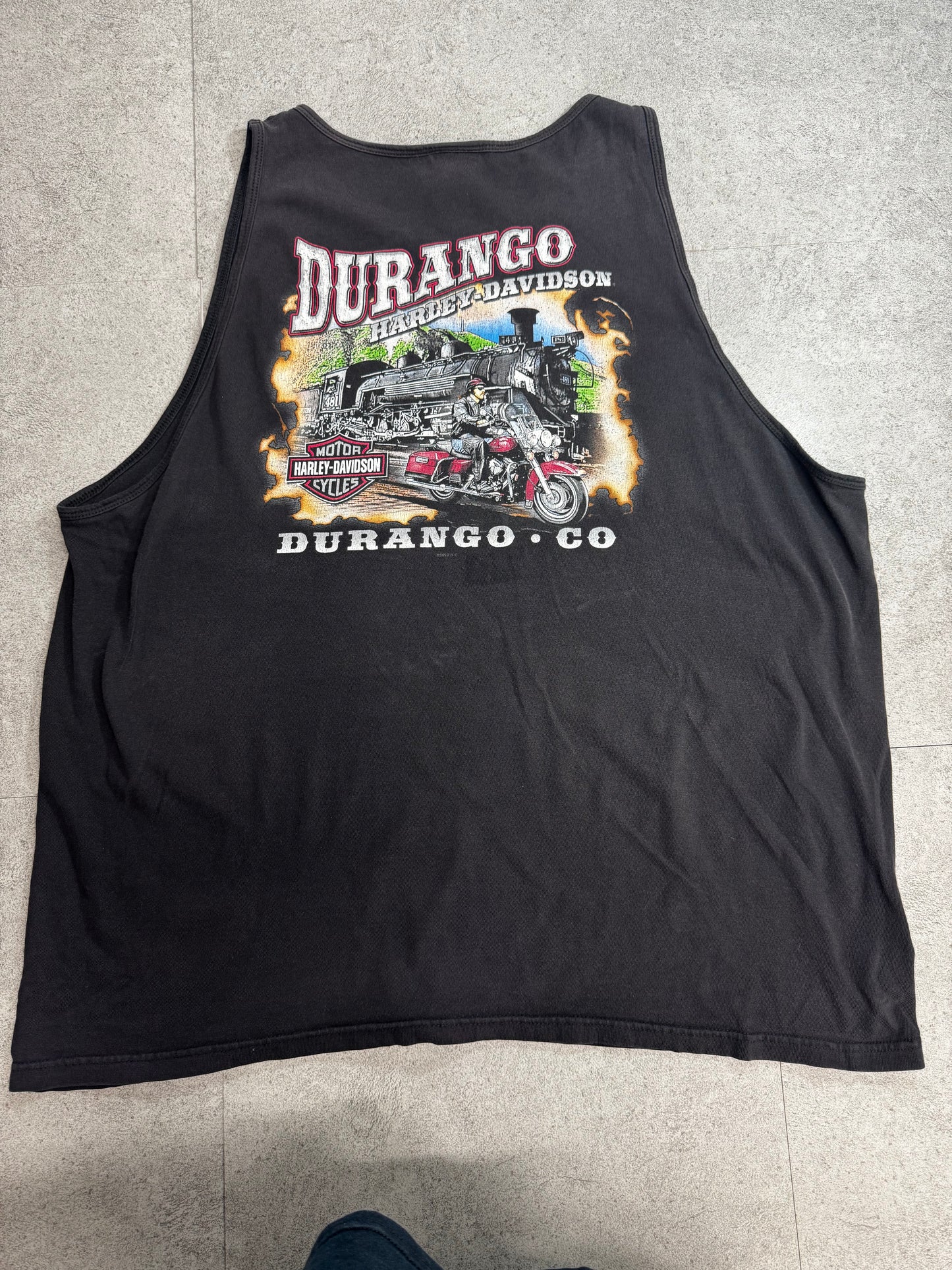 【HARLEY-DAVIDSON DURANGO CO モーターサイクル タンクトップ】両面プリント 2XL ブラック/8-64