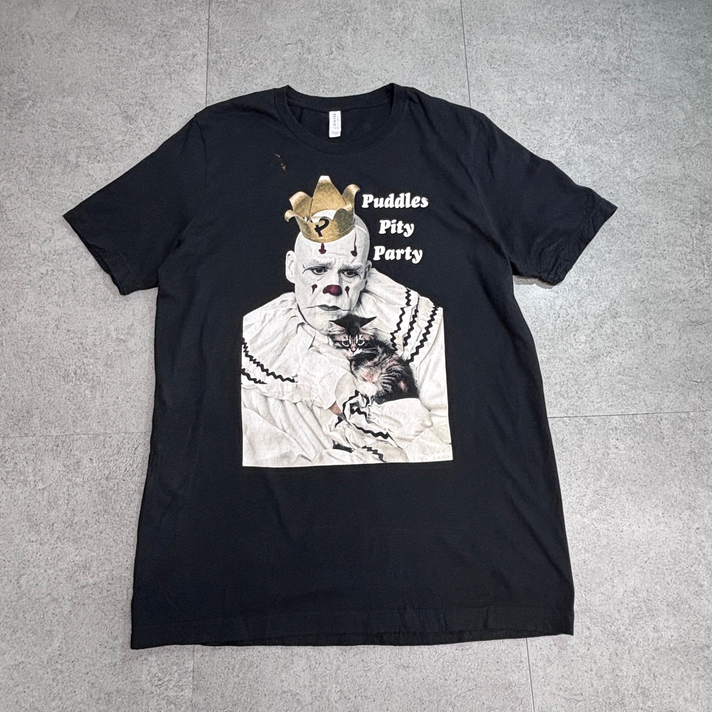 【Puddles Pity Party ピエロ 猫 プリントTシャツ】ブラック CANVAS Lサイズ/8-49