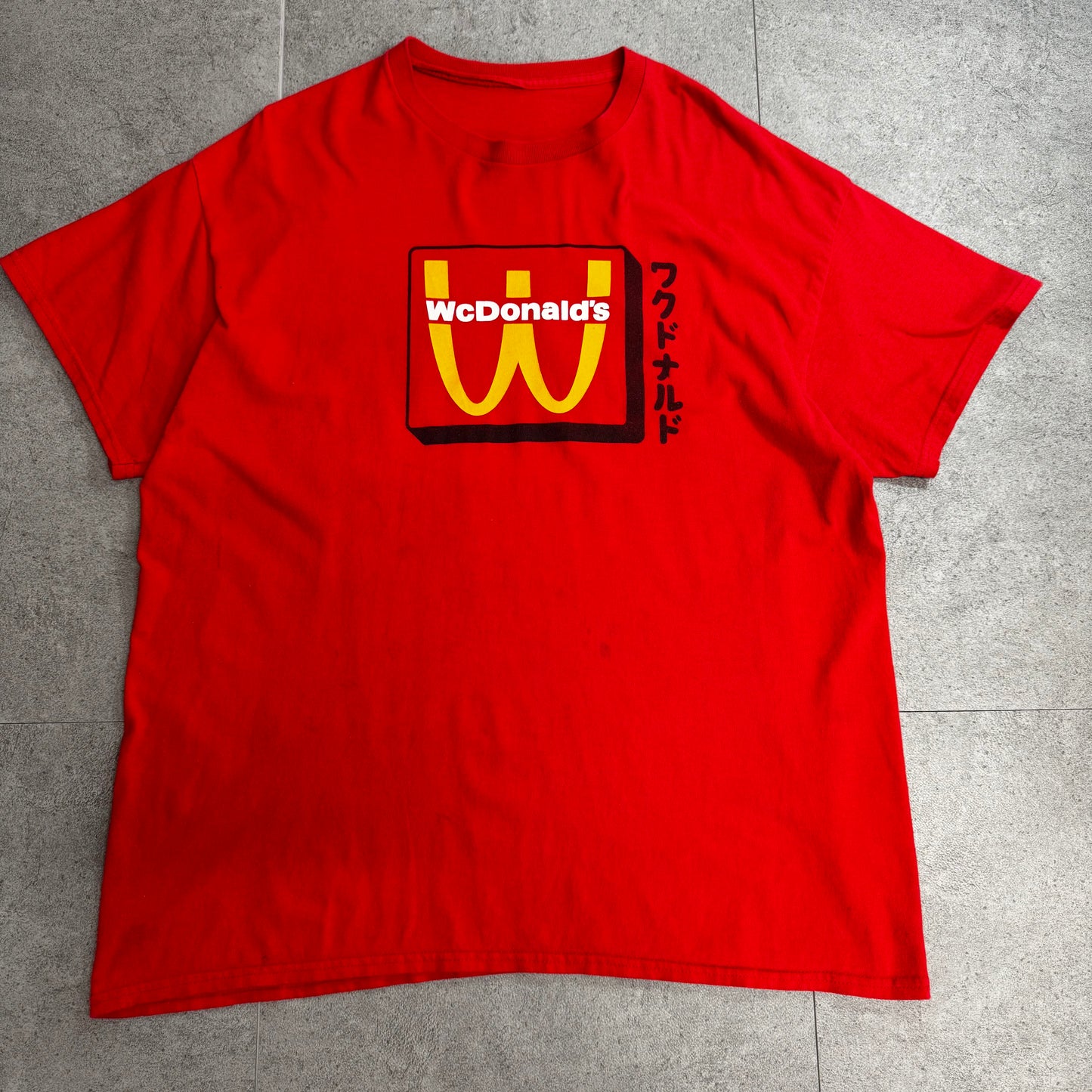 WcDonald’s クルー バックプリント パロディTシャツ レッド /7-59