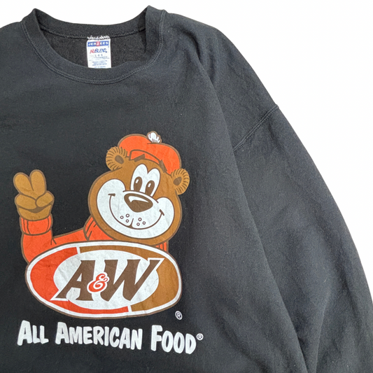 A&W ルートベア ベアキャラクター プリントスウェット JERZEES NUBLEND L ブラック/3-24