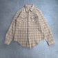 【70s 〜80s FRUIT OF THE LOOM ウールチェックシャツ】ポーランド製 75% WOOL ベージュ L 古着/8-70