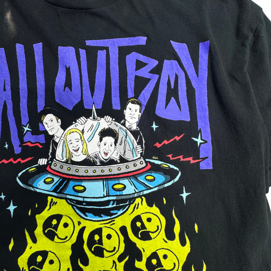 【Fall Out Boy バンドTシャツ】UFO グラフィック 両面プリント ブラック GILDAN XL 古着/8-68