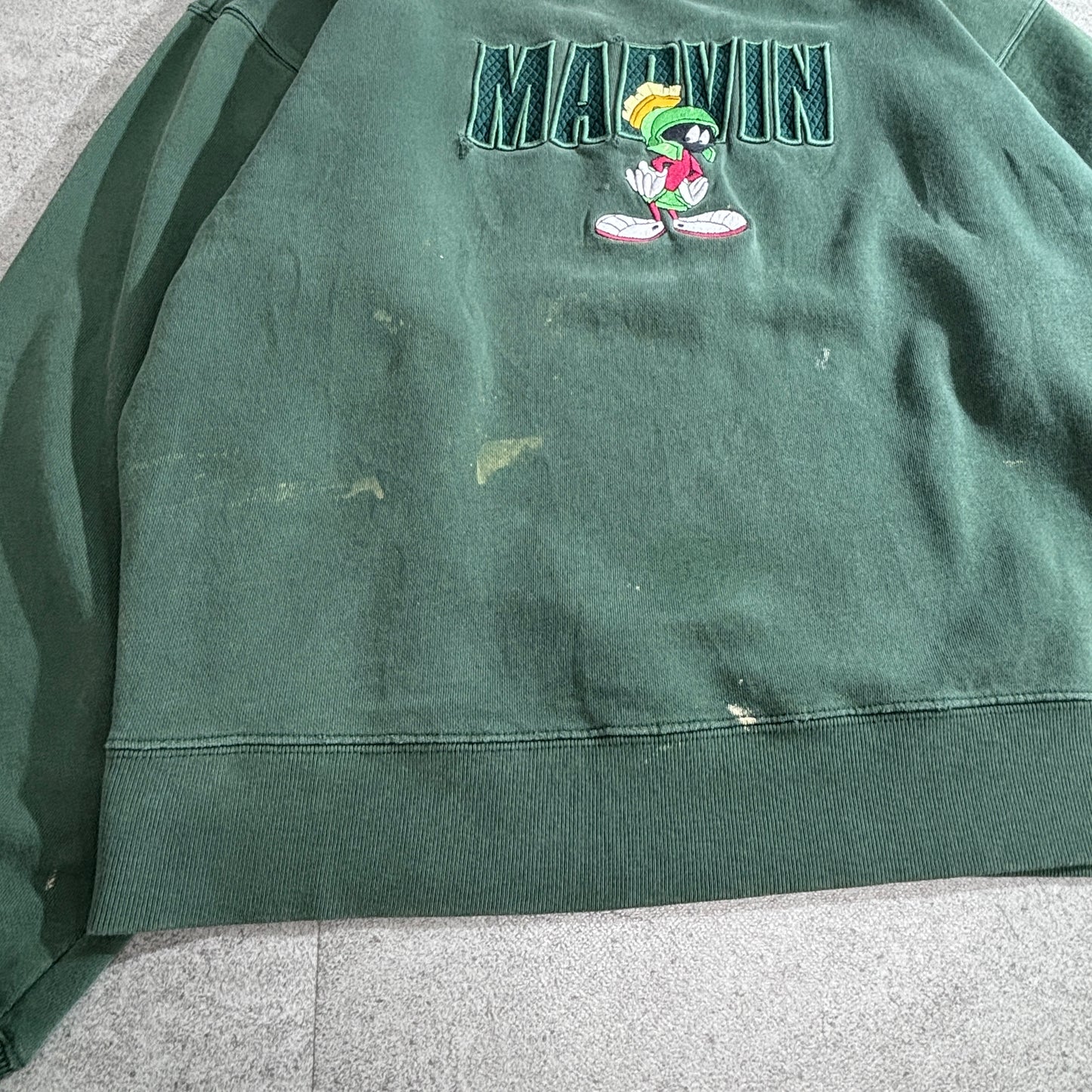 【MARVIN THE MARTIAN 刺繍スウェット Adults L】Warner Bros. スタジオストア グリーン クルーネック /2-85