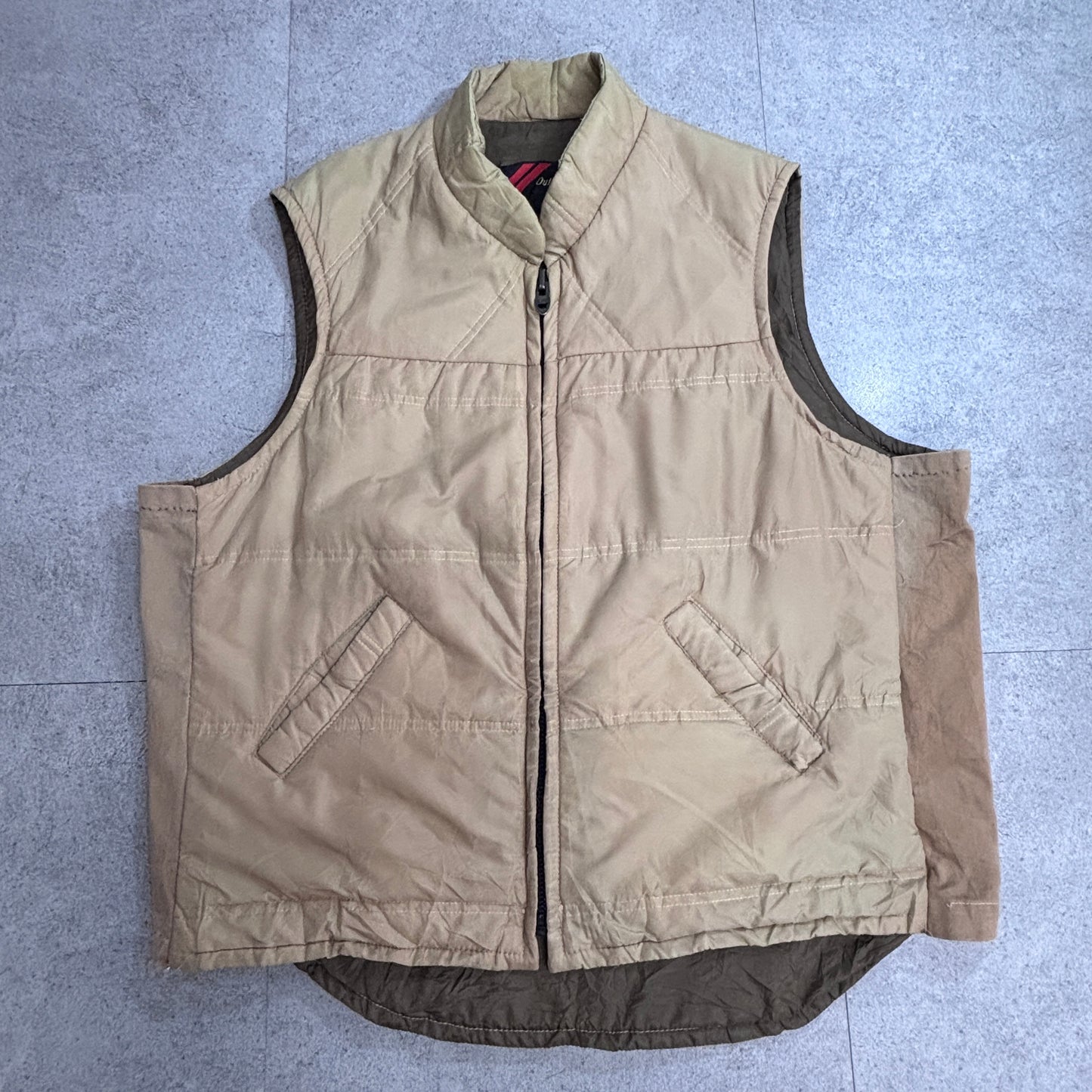 70s〜80s Sears アウトドア中綿ベスト TALONジップ ベージュ USAヴィンテージ シアーズ ダウンベスト系/3-37