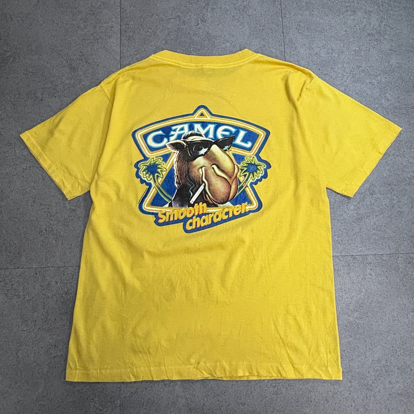 CAMEL 企業系Tシャツ USA製 ポケットTシャツ 50/50 XL イエロー バックプリント キャメル/3-20