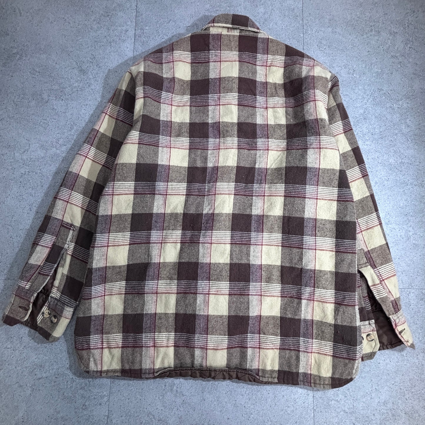 Sears キルティングライナー付き チェックシャツジャケット / ブラウン系 / Mサイズ（15-15½） / MADE IN TAIWAN R.O.C.1-17