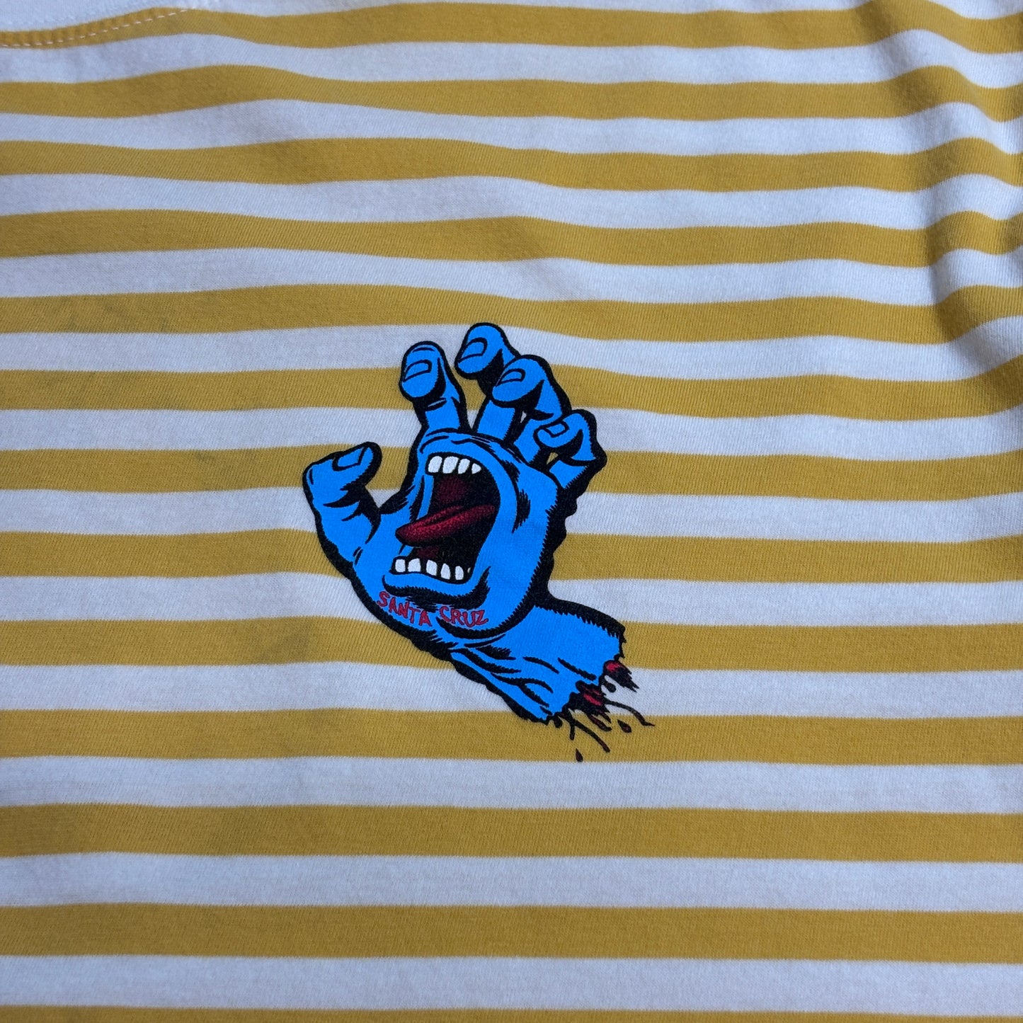 【SANTA CRUZ Screaming Hand ボーダーTシャツ XL イエロー×ホワイト】7-105