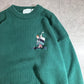 IZOD アイゾッド コットンニットセーター XL グリーン ゴルファー刺繍 ワンポイント 100%コットン クルーネック/2-66