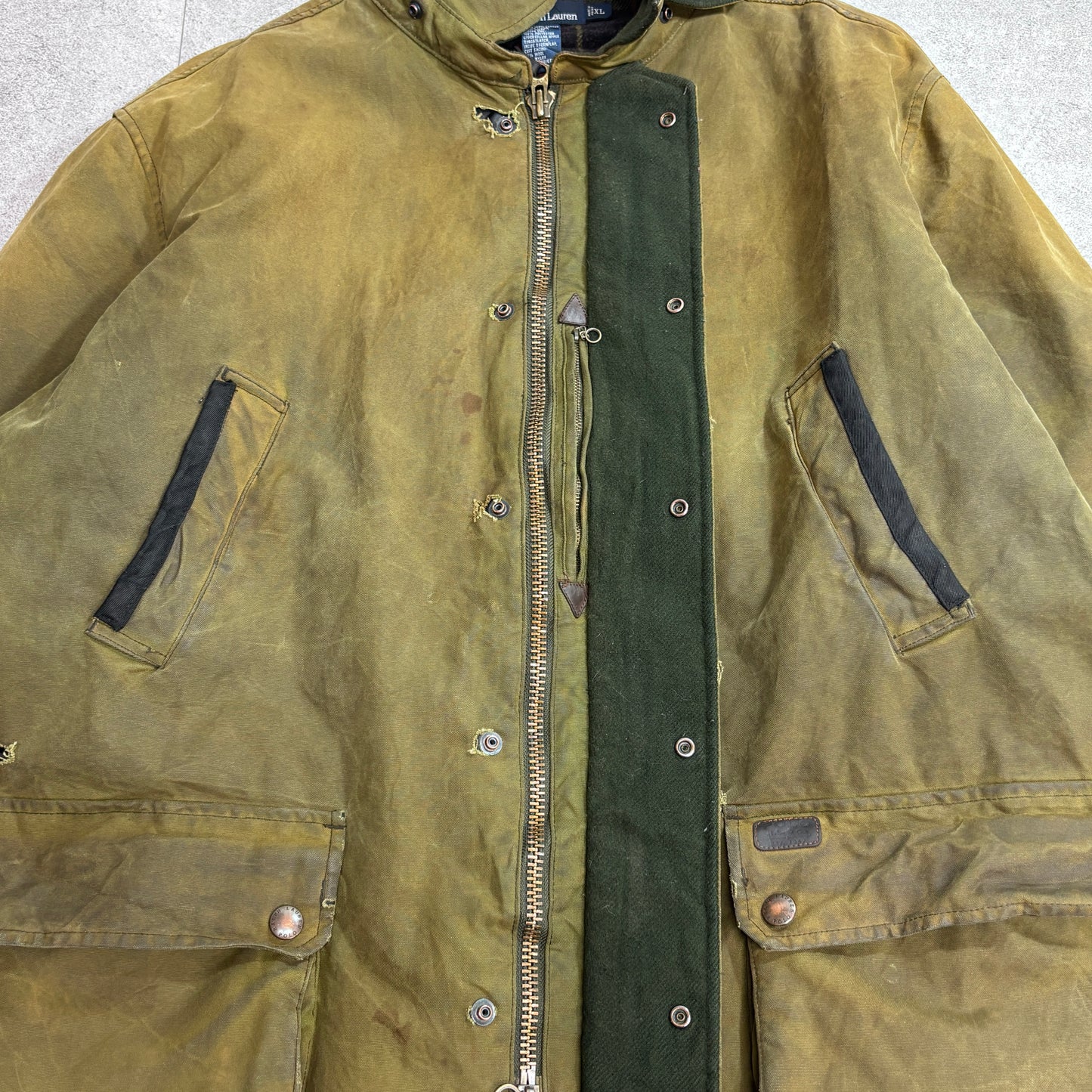 Polo by Ralph Lauren オイルドジャケット ハンティングジャケット XL オリーブ ワックスコットン ラルフローレン/3-18