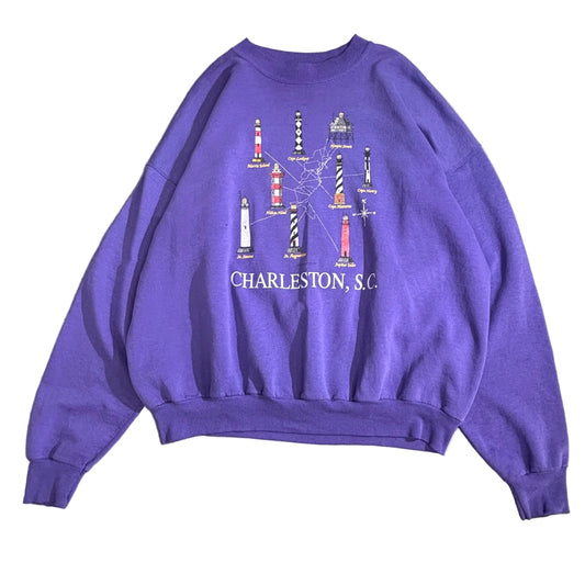 Charleston S.C. 80s USA製 スウェット / 灯台グラフィック / パープル / 観光スーベニア系1-11