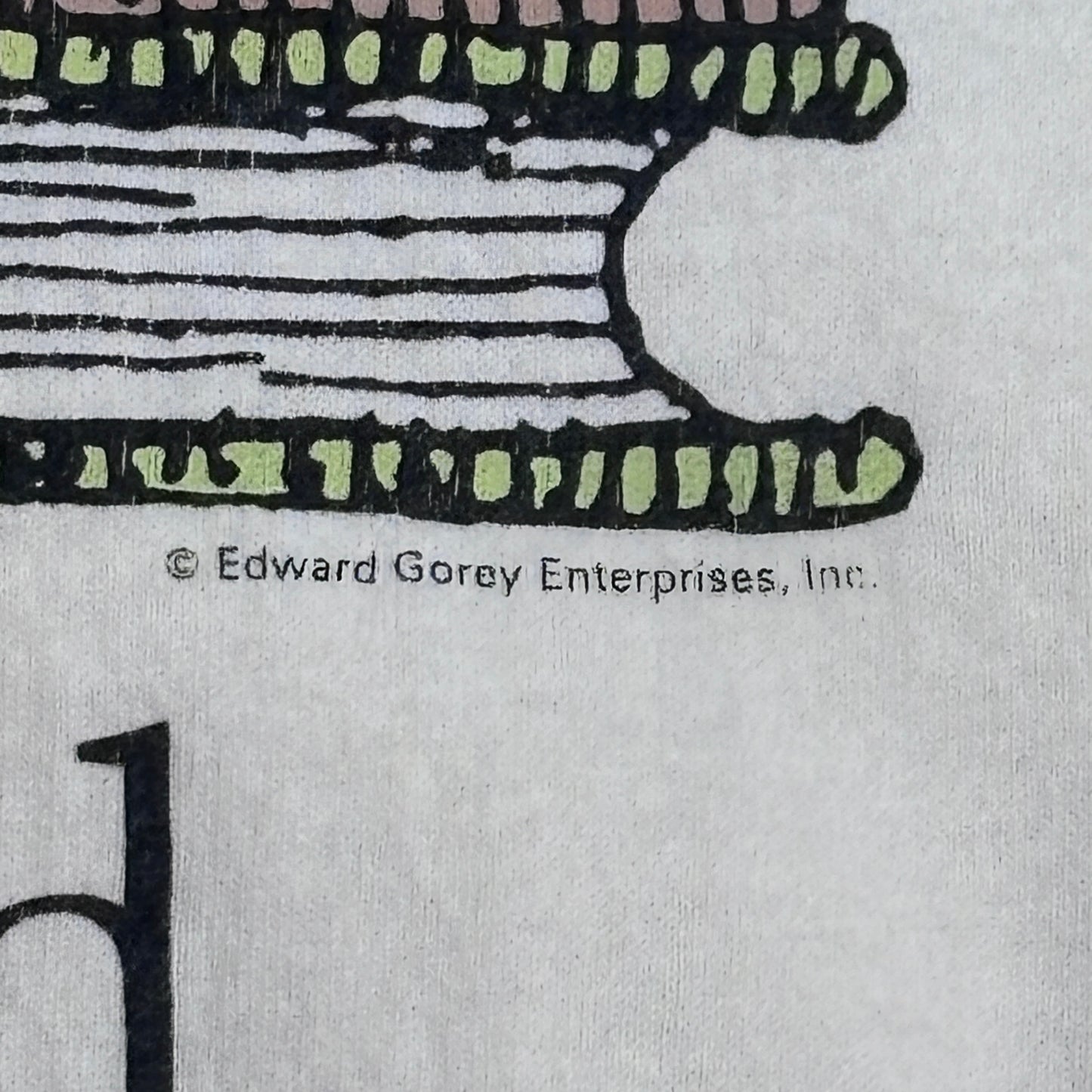 【Edward Gorey books cats life is good プリントTシャツ】エドワード・ゴーリー 猫 本 Fruit of the Loom HEAVY cotton 古着/8-50