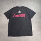 【BLACKSHIRTS 3 and OUT プリントTシャツ】Majestic ブラック スポーツT アメフト系 古着/5-6