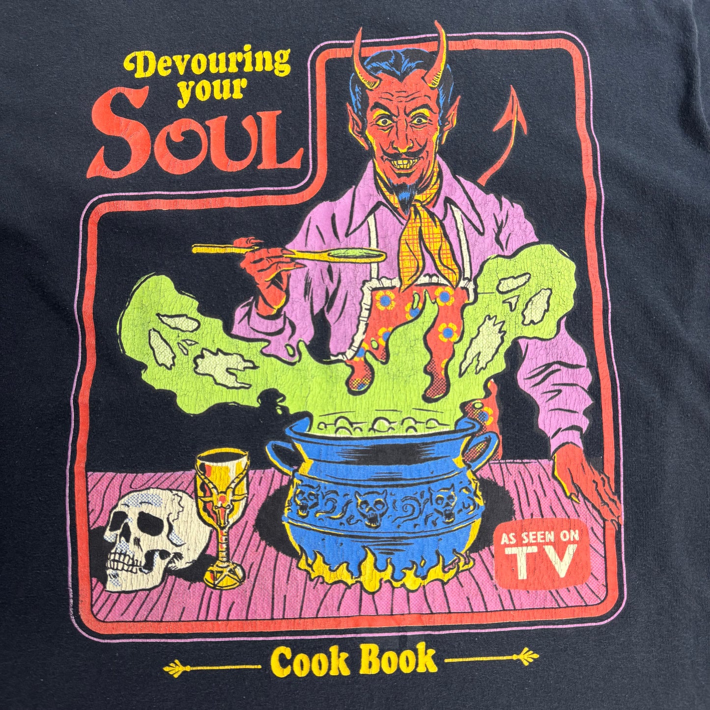 Steven Rhodes Devouring Your Soul Cook Book 悪魔 ホラーTシャツ ブラック L 古着/7-57