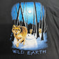 WILD EARTH オオカミ アニマルプリント Tシャツ ブラックXL/7-63