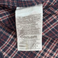 【Carhartt チェック裏地 ダック ワークシャツジャケット】ブラック系 M スナップボタン フェード 古着/8-37