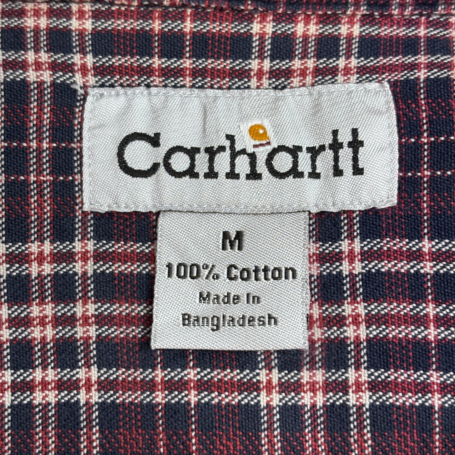 【Carhartt チェック裏地 ダック ワークシャツジャケット】ブラック系 M スナップボタン フェード 古着/8-37